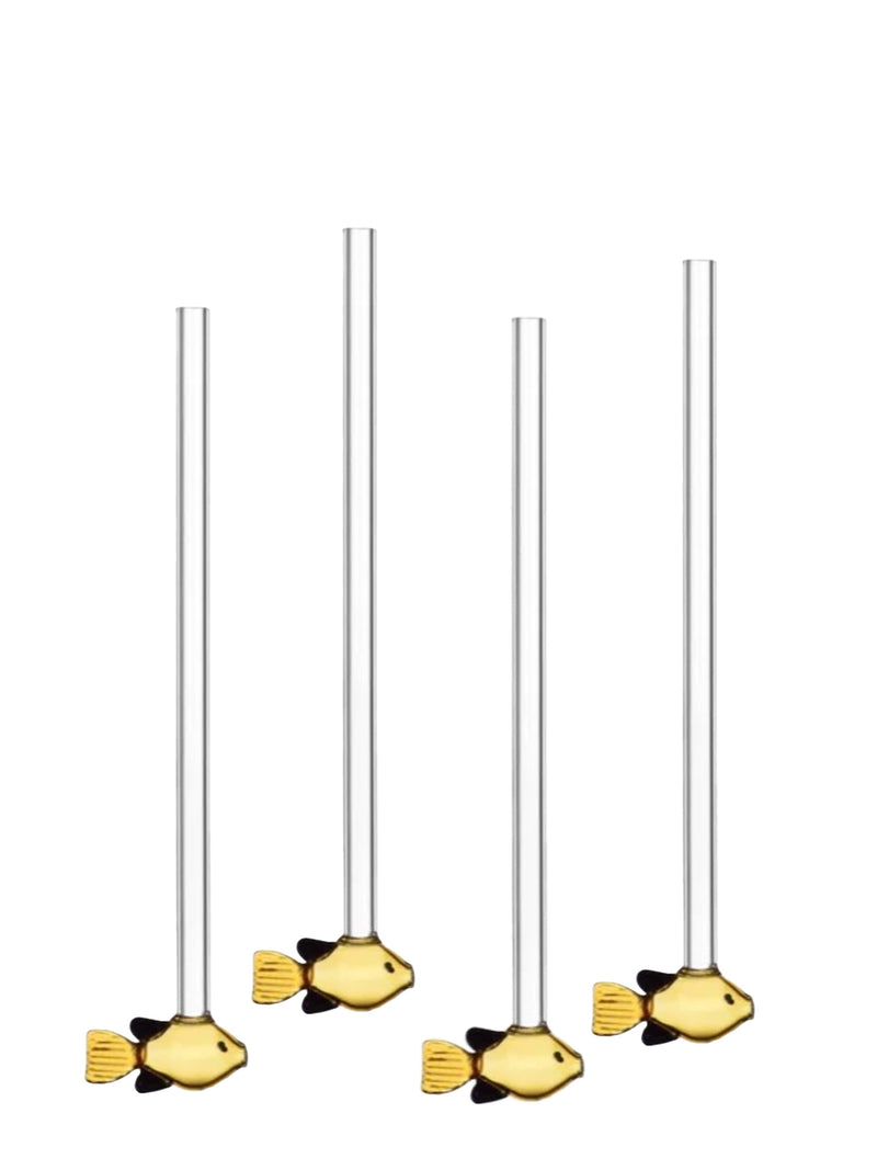 Yellow fish glass straw, Marine Garden collection