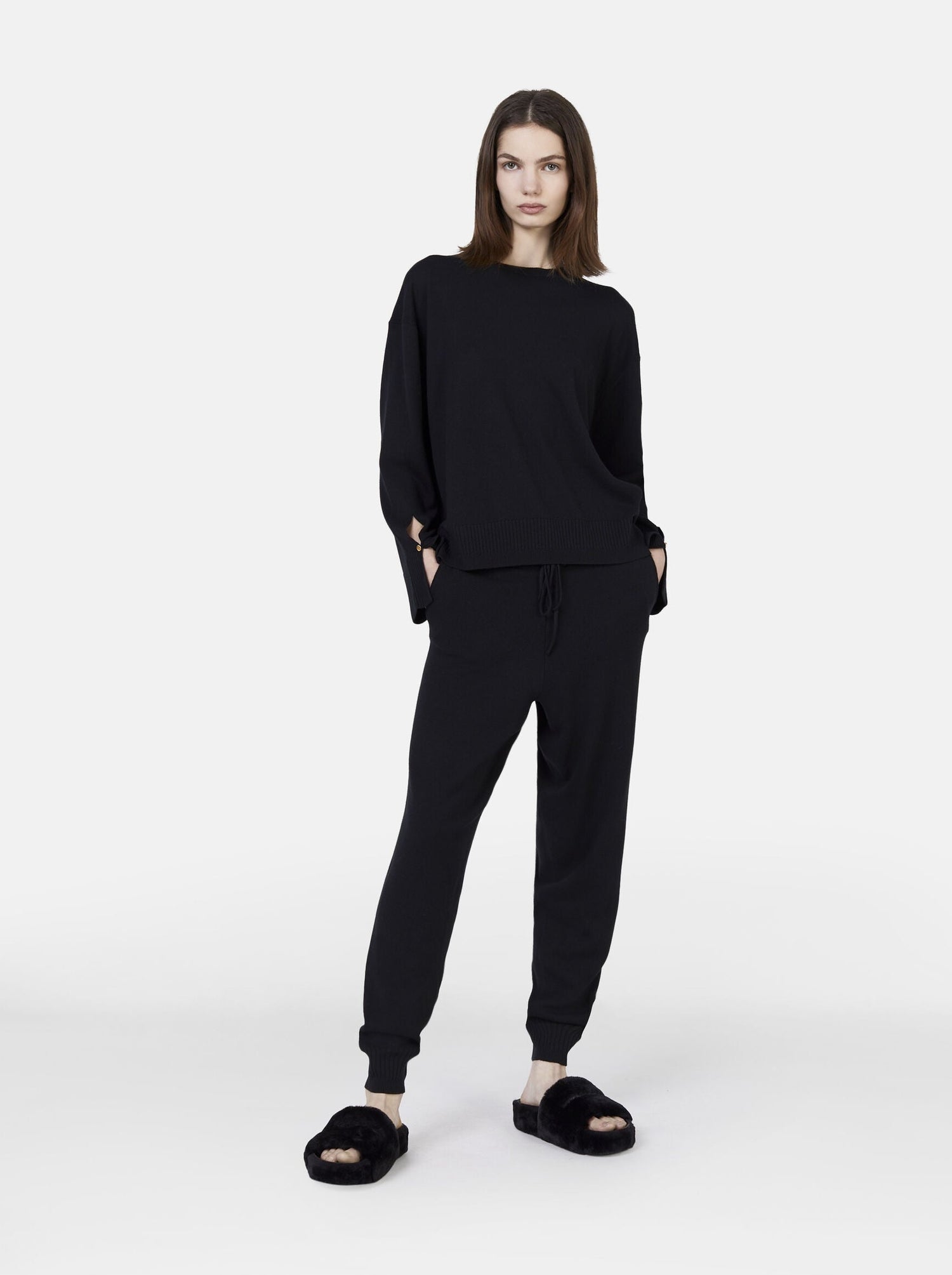 Iconics Split Cuff Merinoi Jumper, black