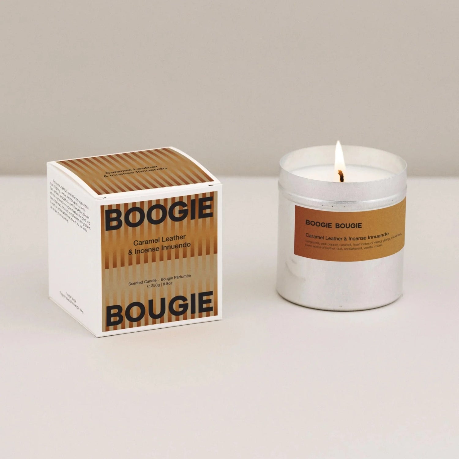 Caramel Leather & Incense Innuendo scented candle (250g)