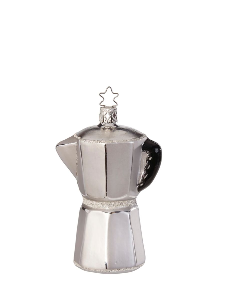 Espresso Coffee Pot glass ornament, silver (10,5cm)