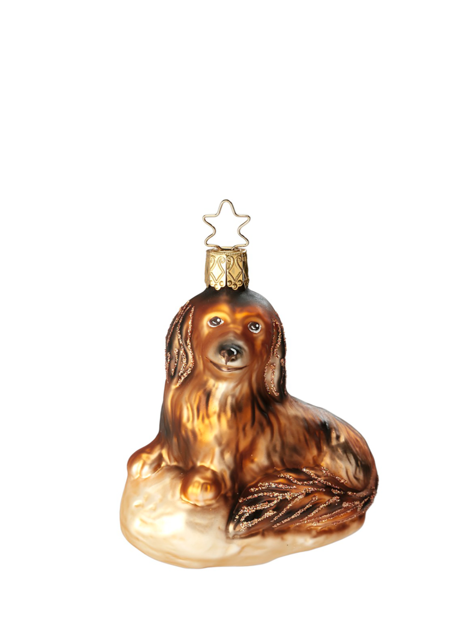 Dachsi glass ornament, brown (9cm)