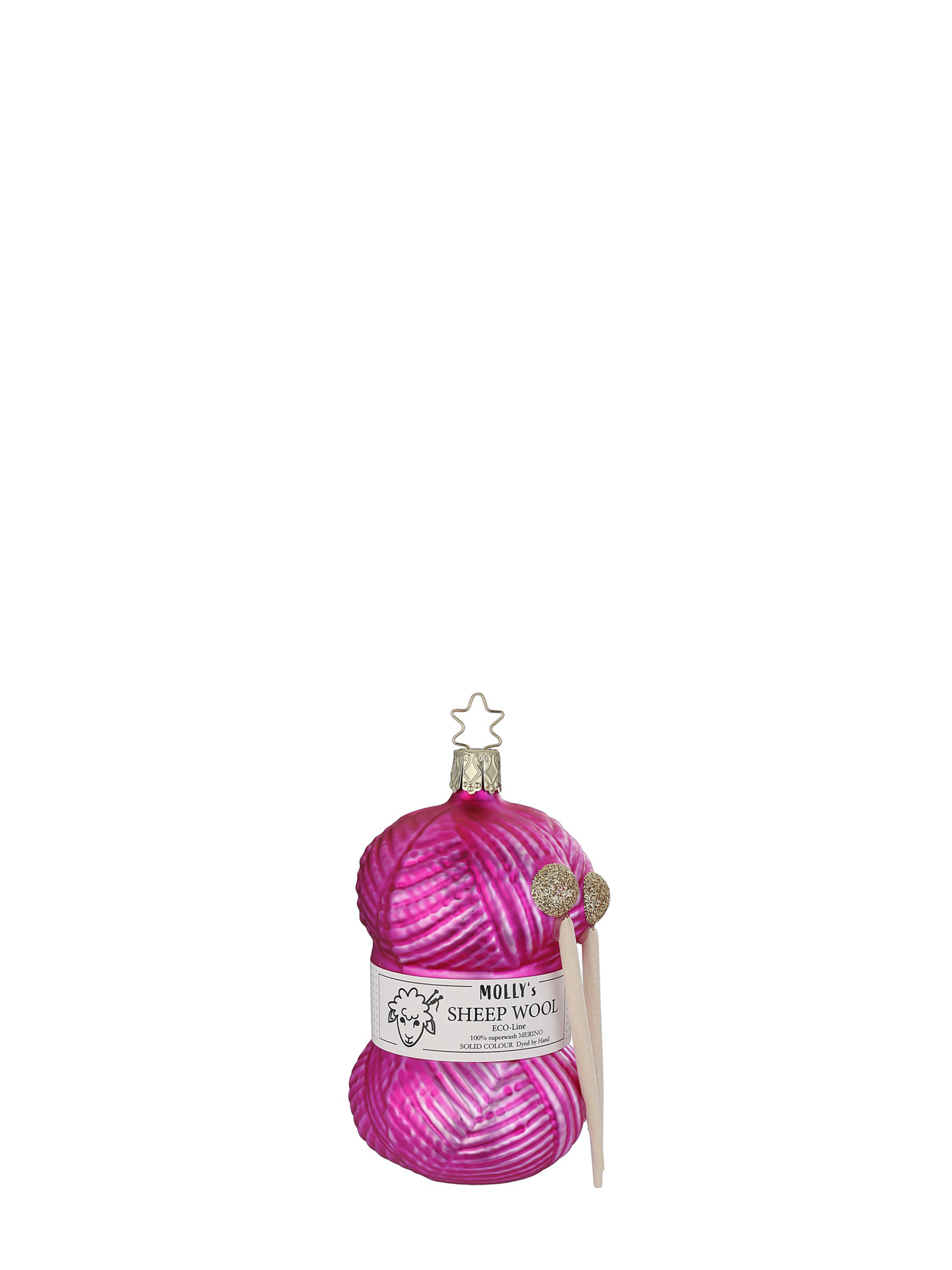 Knitting Joy pink glass ornament