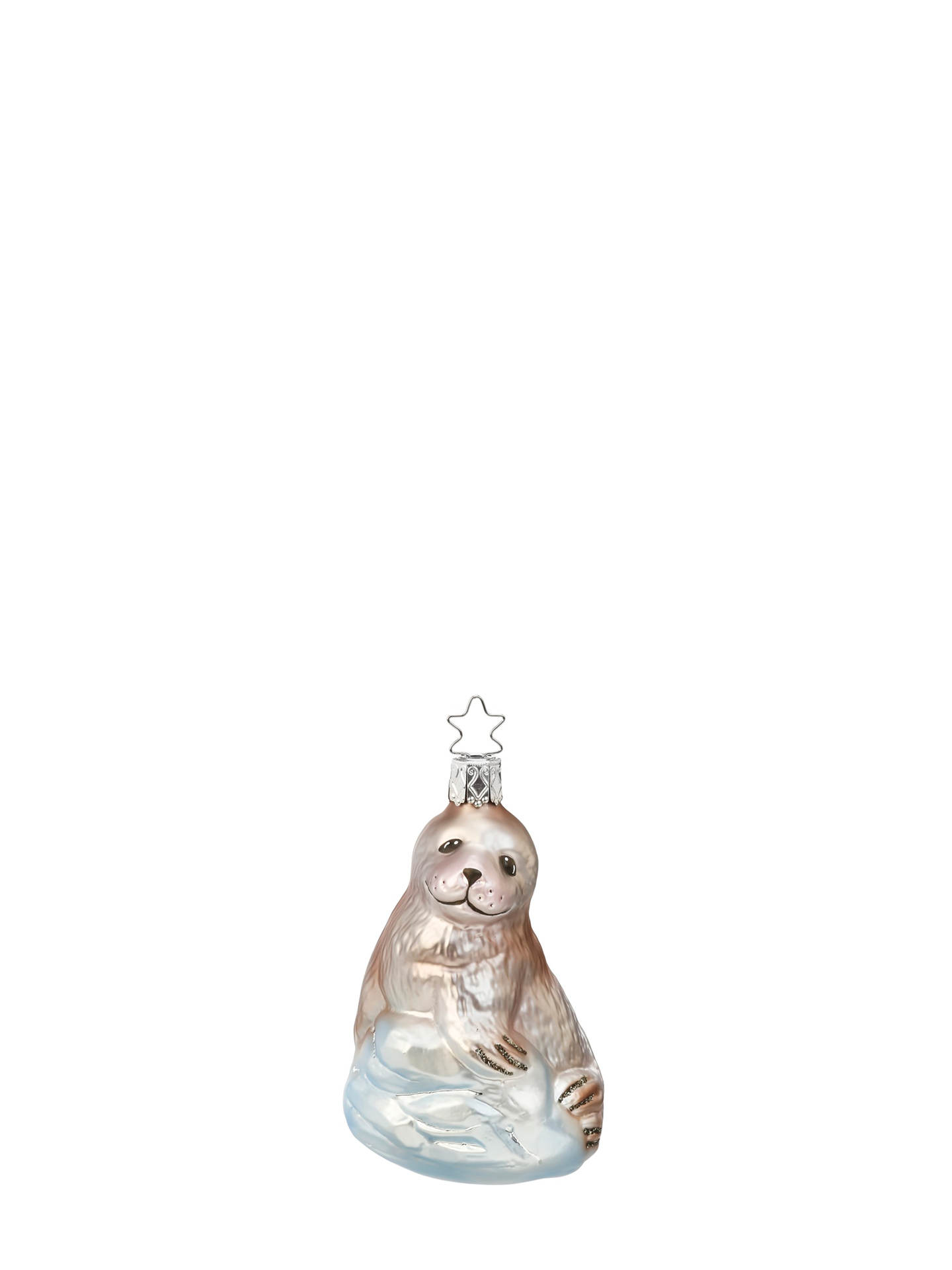 Sea Pup glass ornament, silver