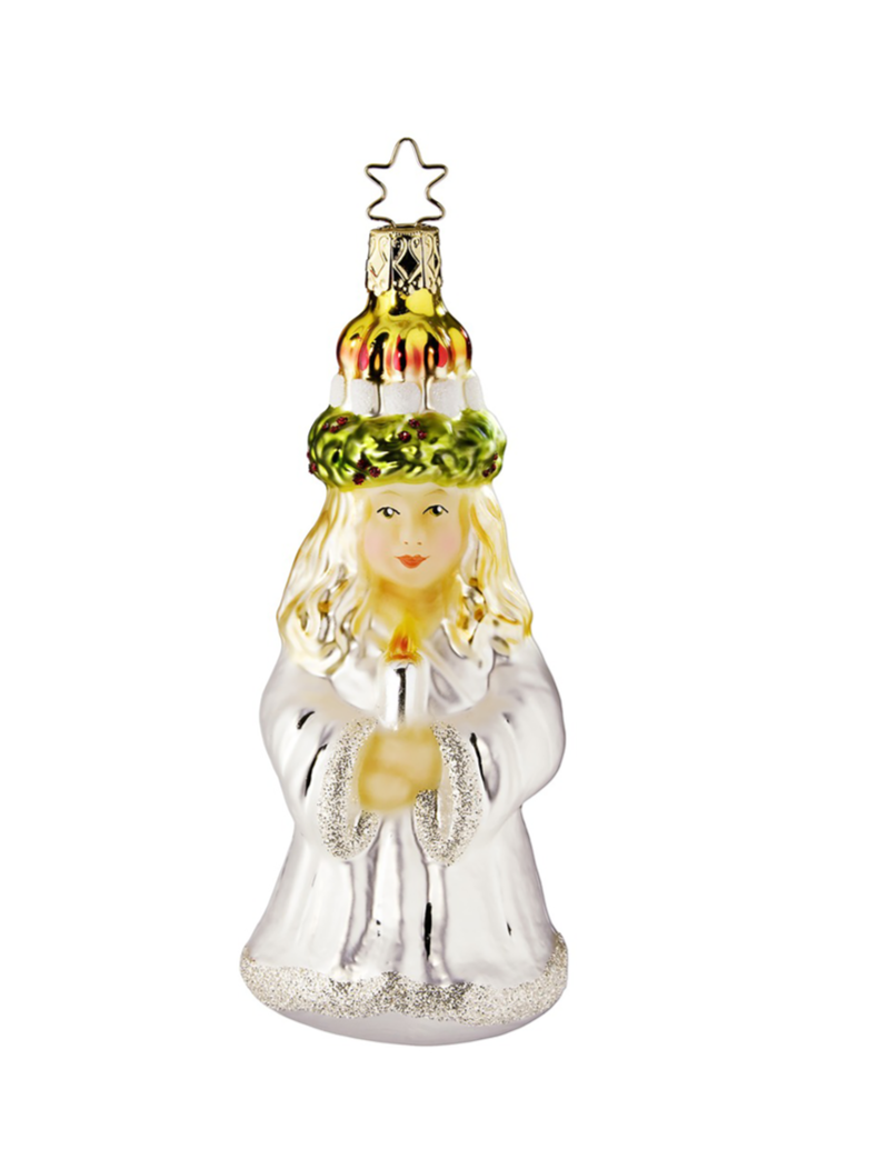 St. Lucia glass ornament, white (13cm)