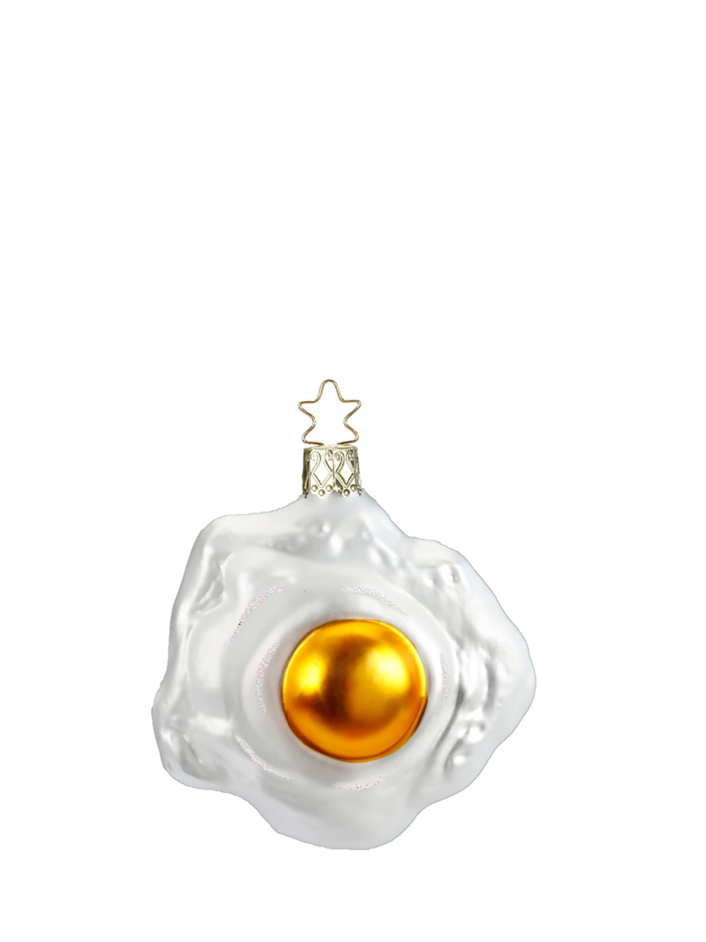 Fried Egg glass ornament, white/gold (8cm)