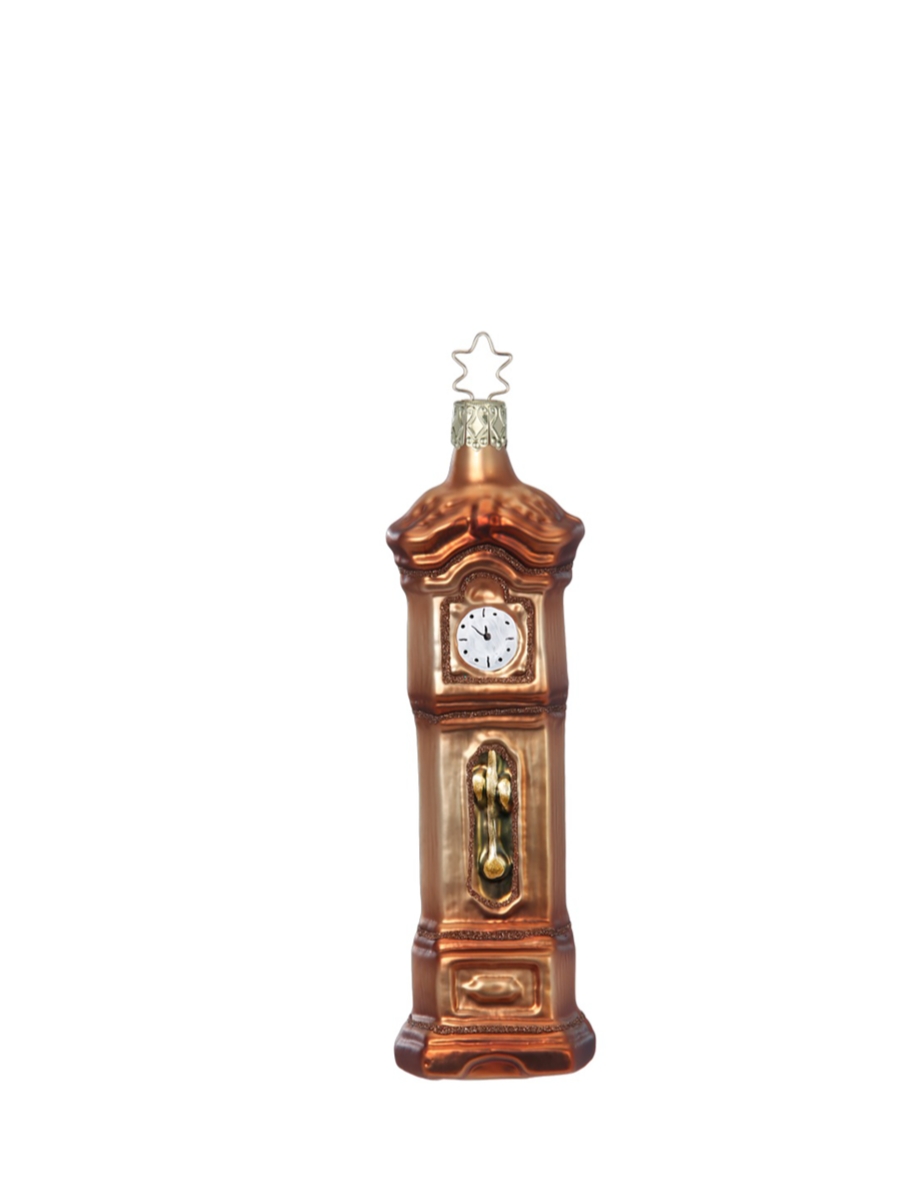 Grandfather Clock glass ornament, brown (15 cm)