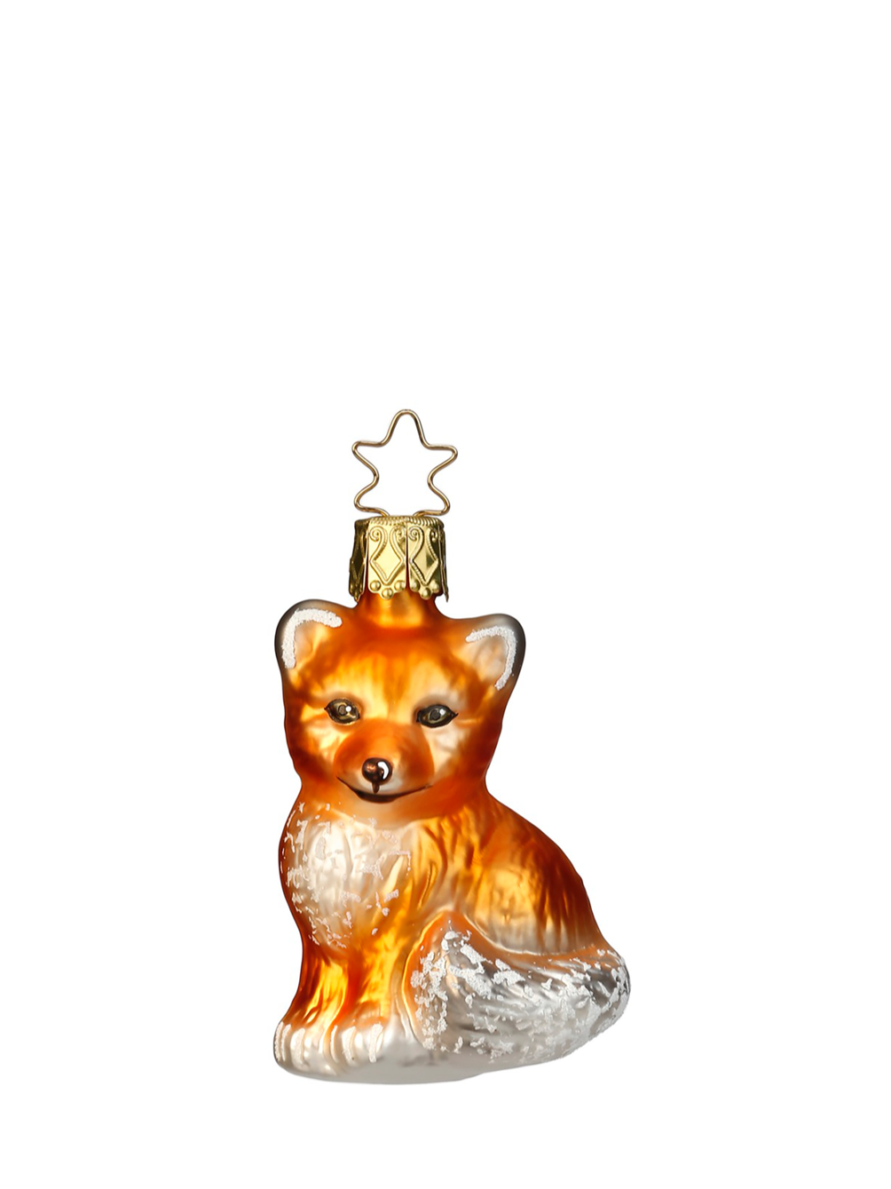 Fox Pup glass ornament, orange (7cm)