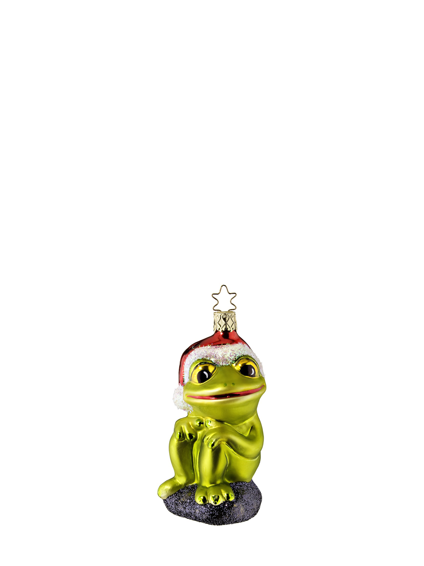 Merry Ribbit glass ornament, green