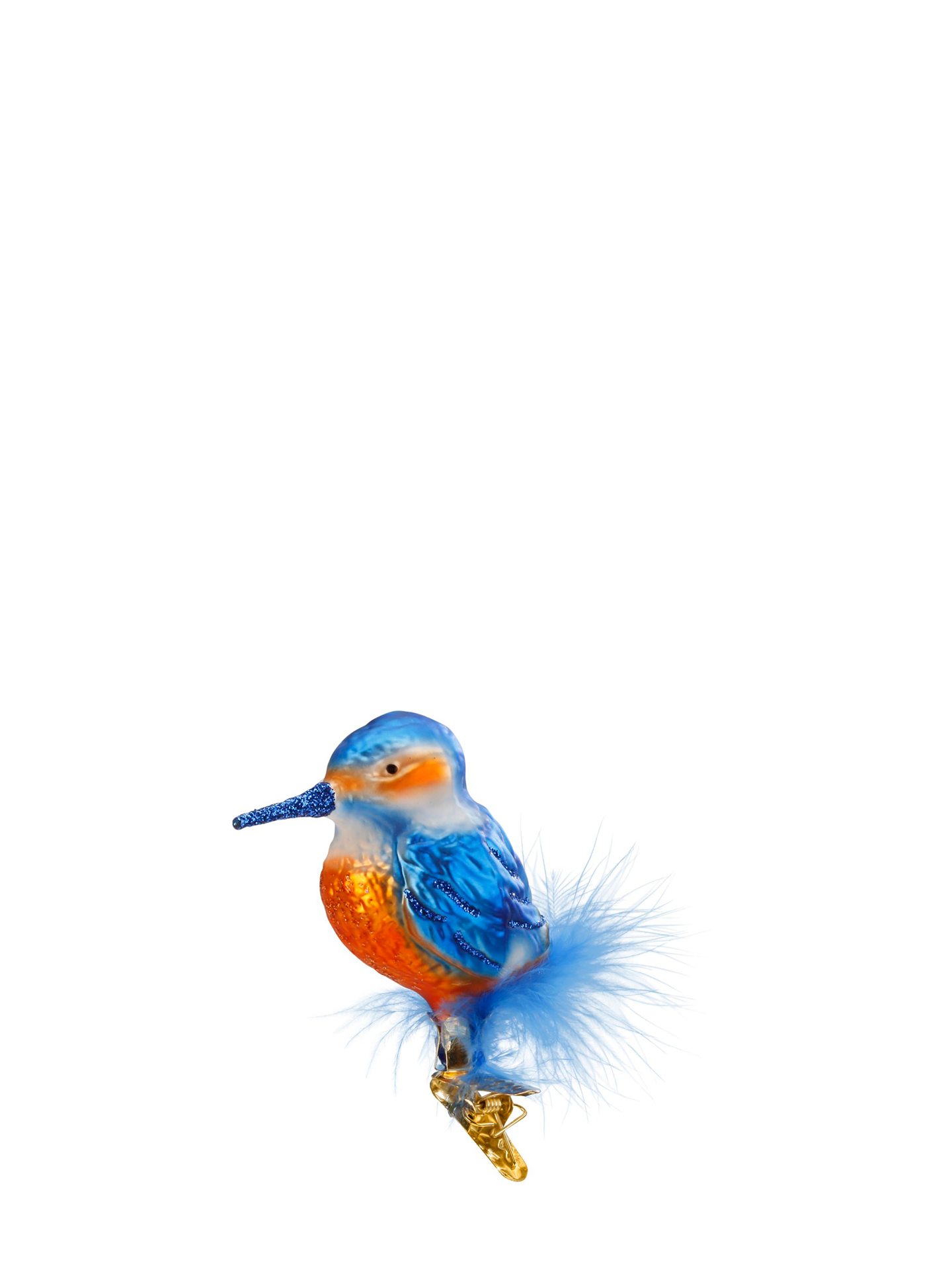 Icebird glass ornament, blue/orange