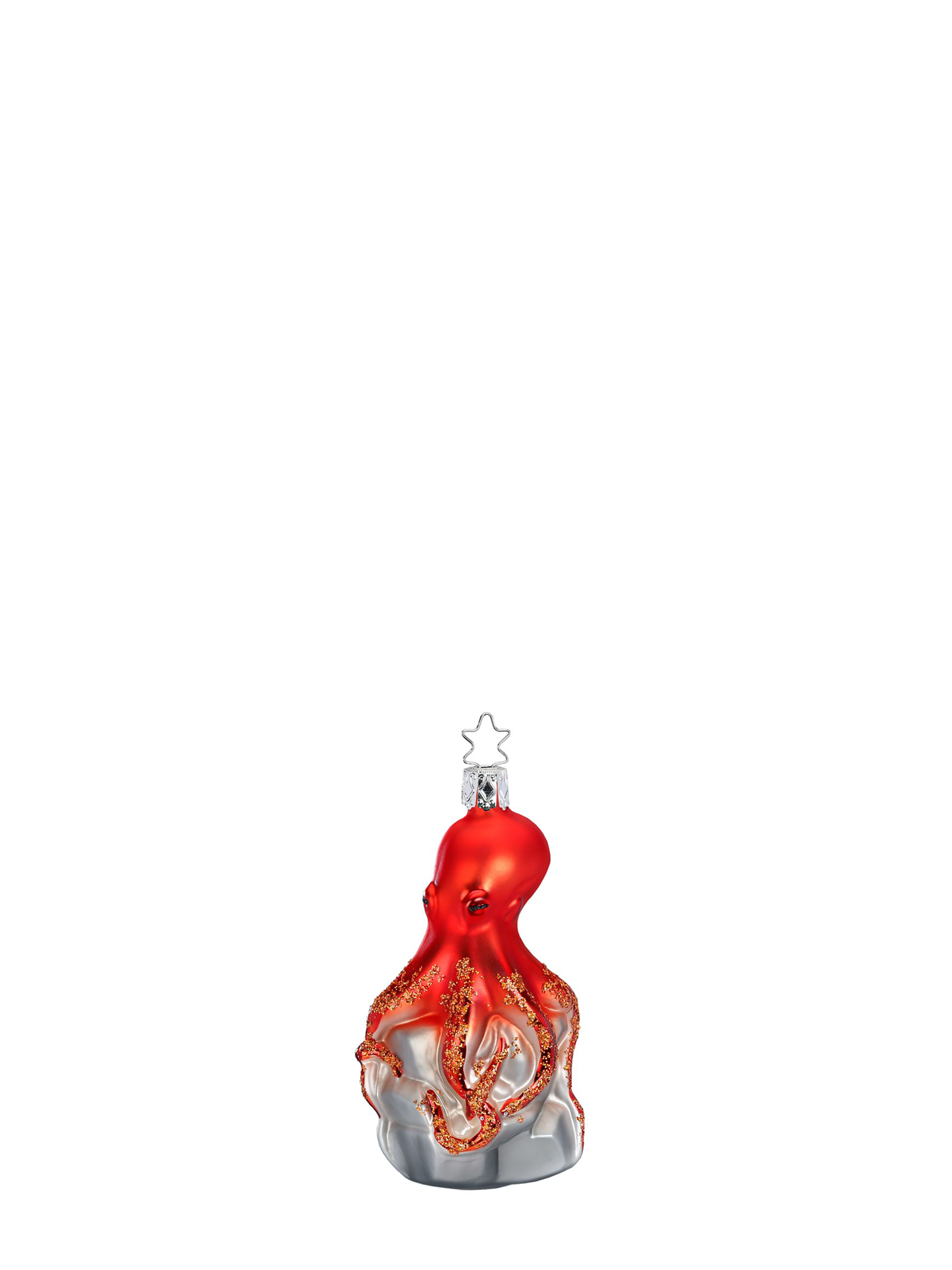 Octopus glass ornament, red