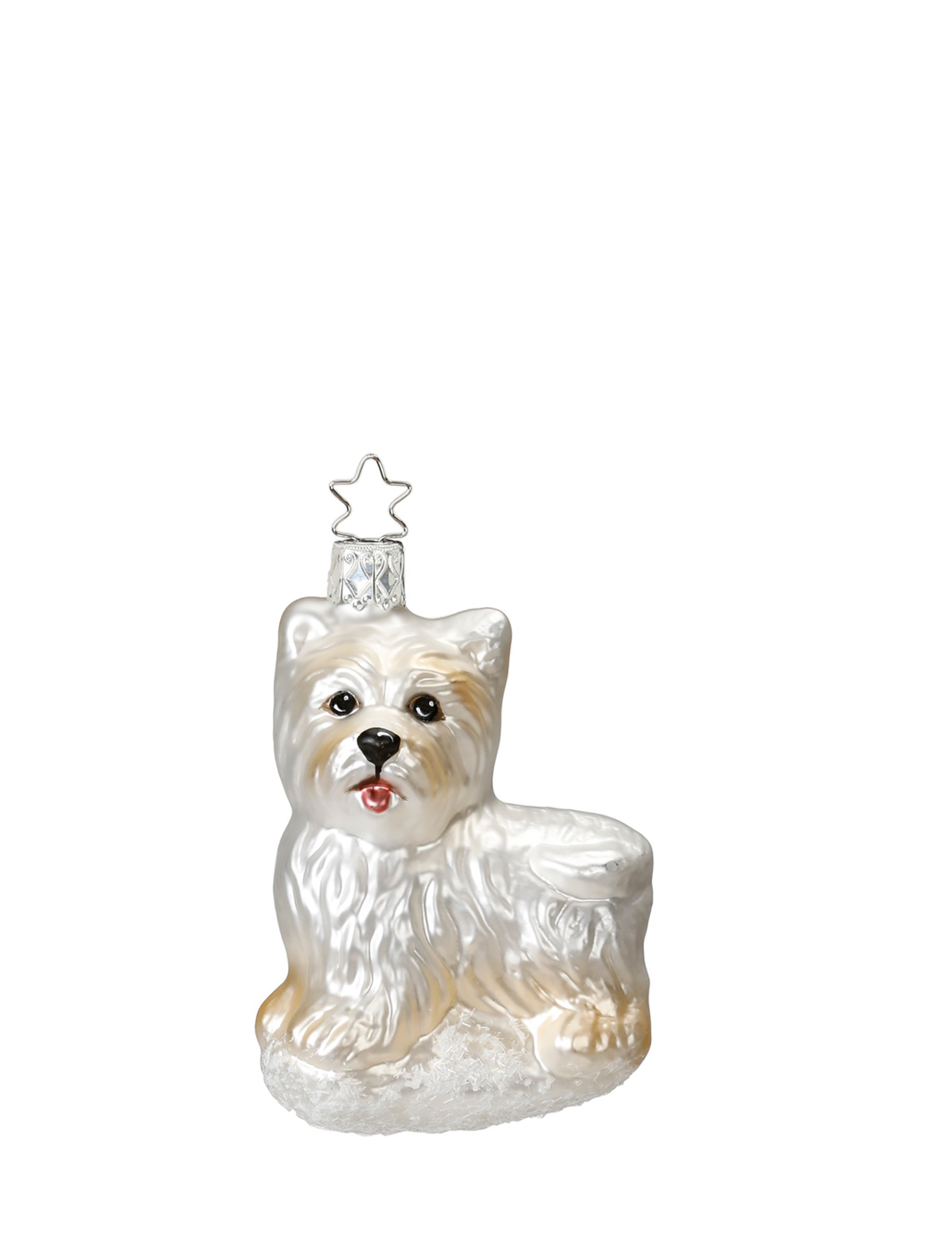 Schlecki the Scottie glass ornament, white