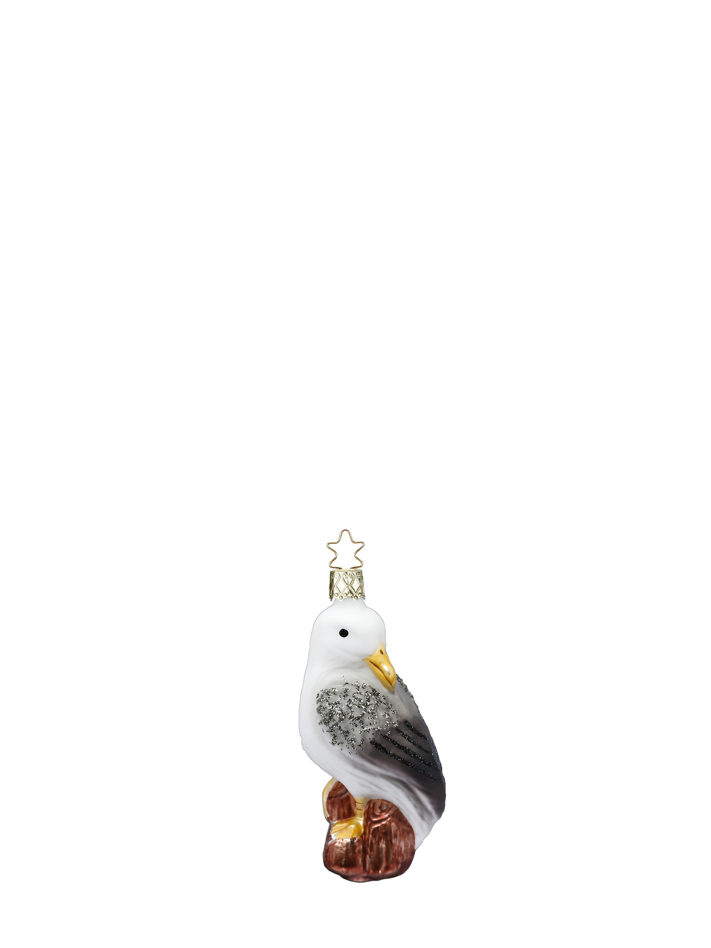 Seagull glass ornament, grey