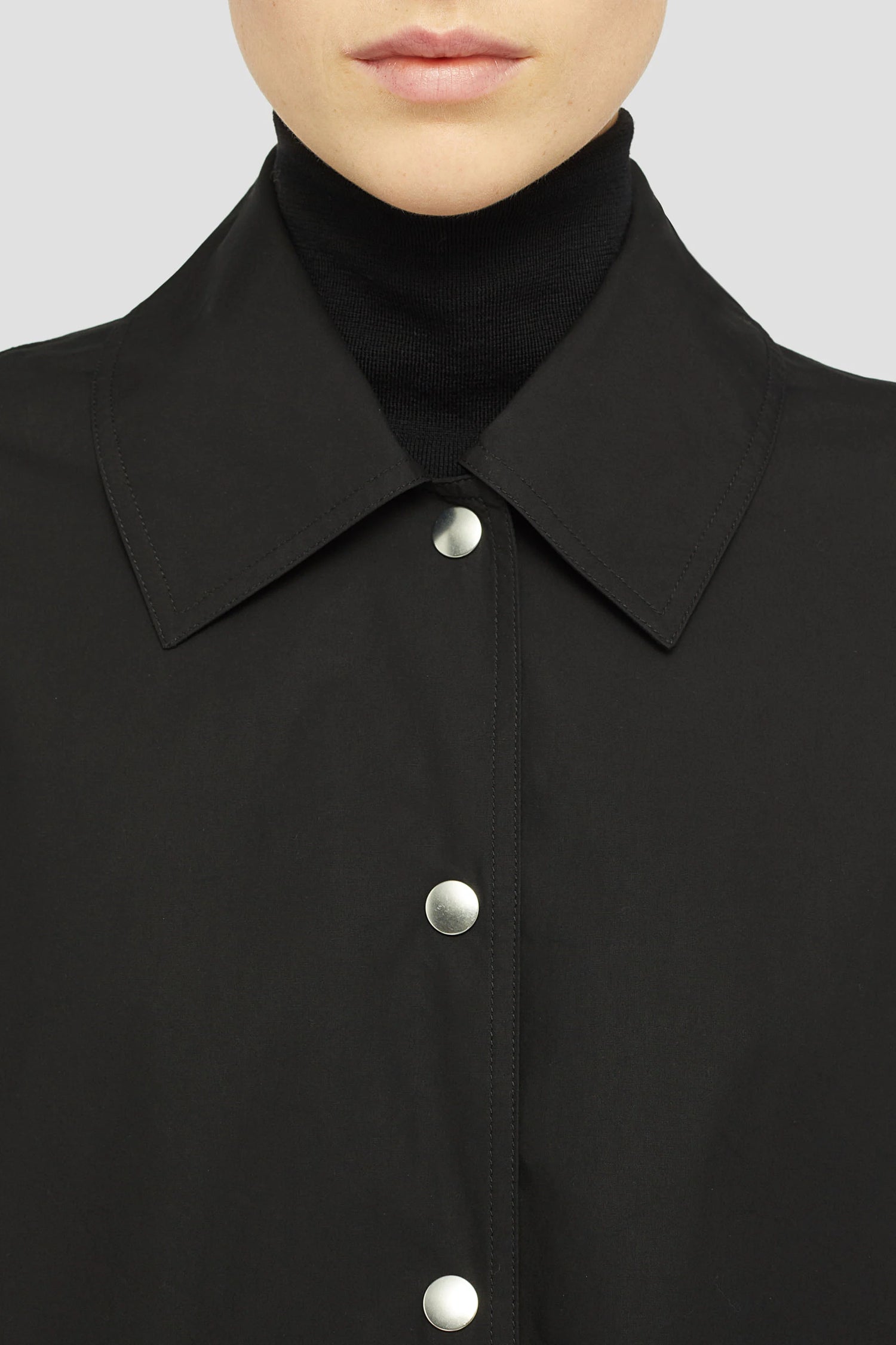 Logo printed shirt jacket, black