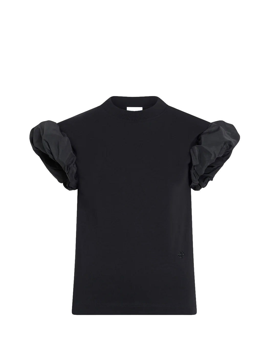 Organic cotton T-shirt with faille sleeve, black