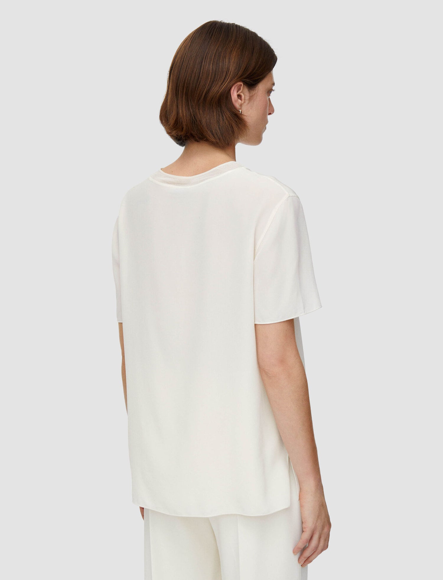 Silk Crepe de Soie Rubin Blouse, oat