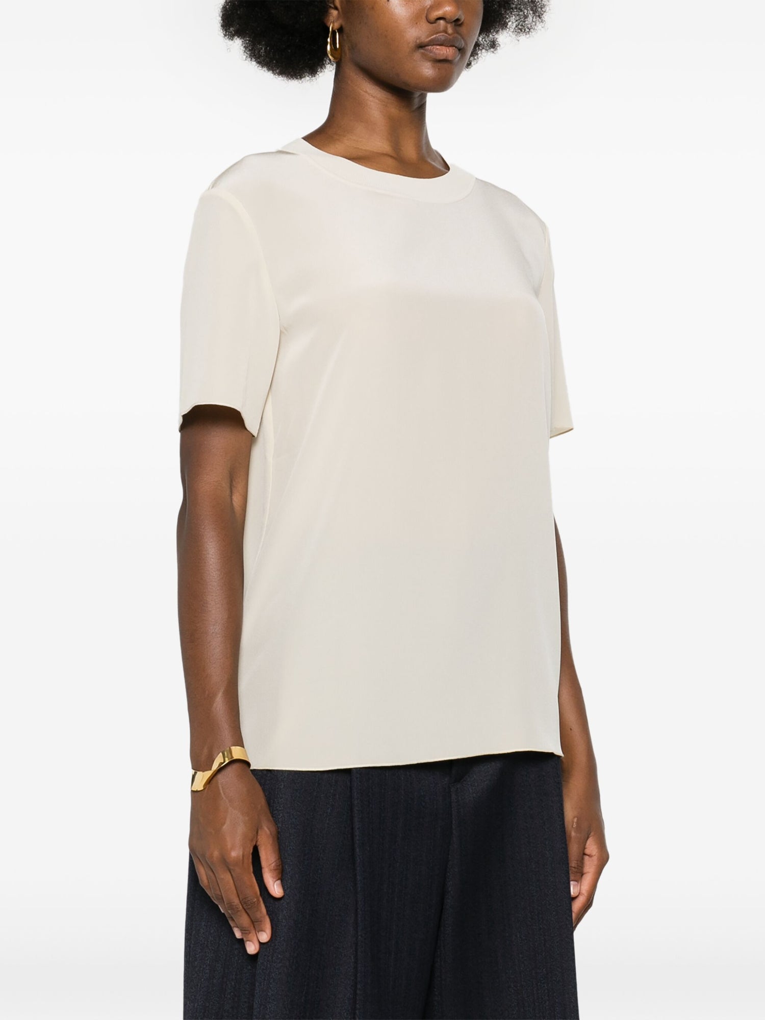 Silk Crepe de Soie Rubin Blouse, oat