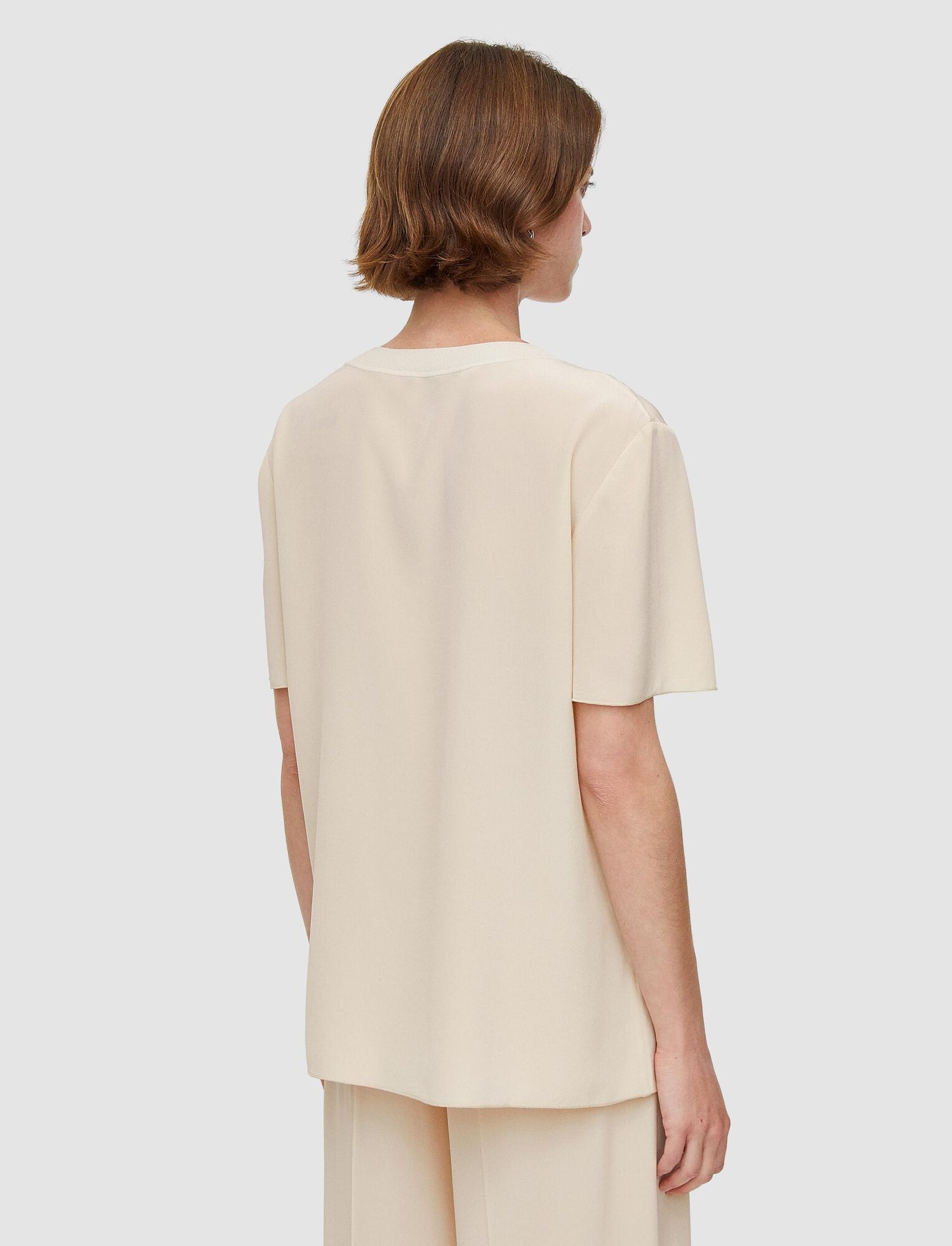 Silk Crepe de Soie Rubin Blouse, oat