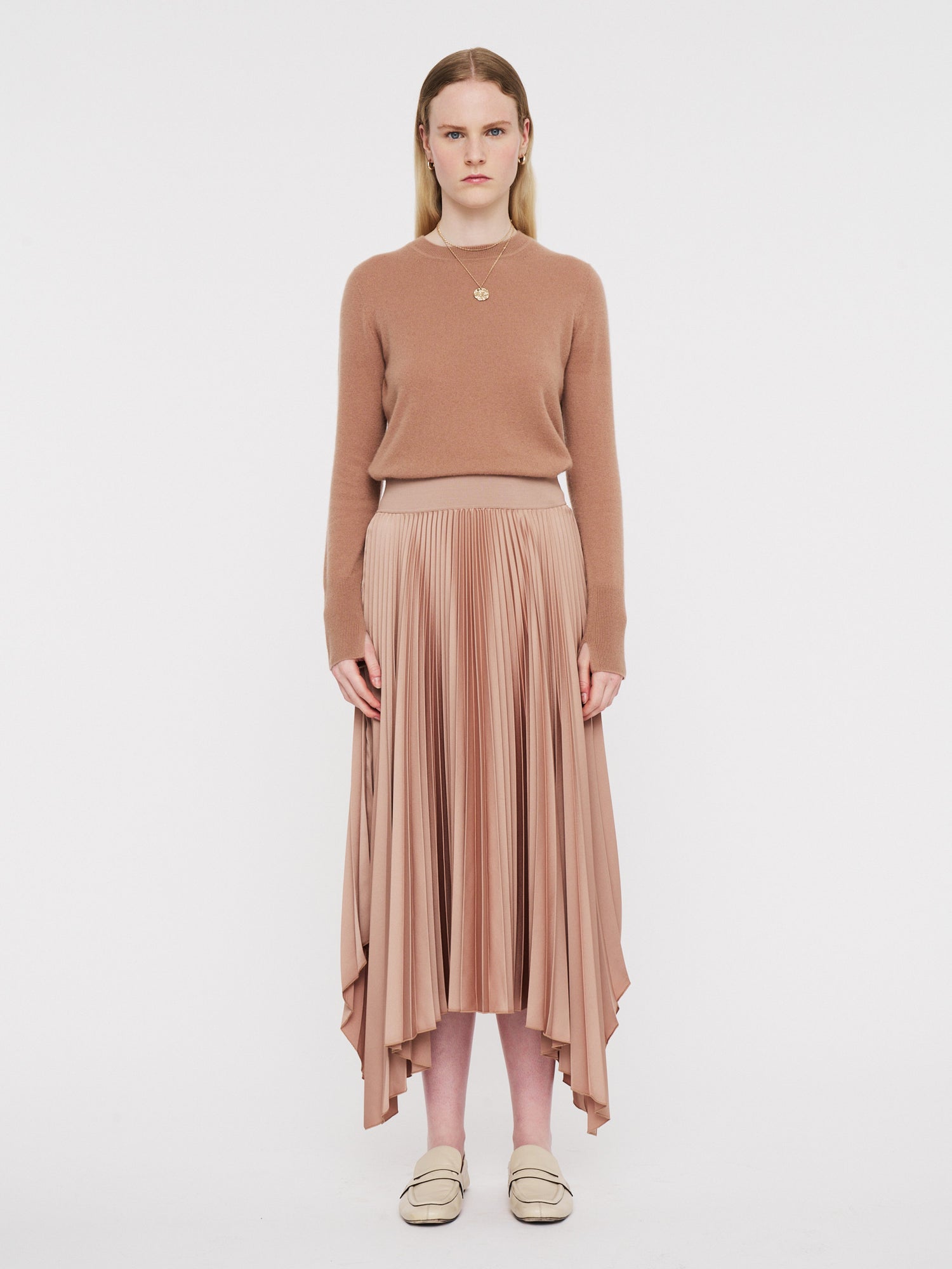 Ade Knit Weave Plissé Skirt, blusher