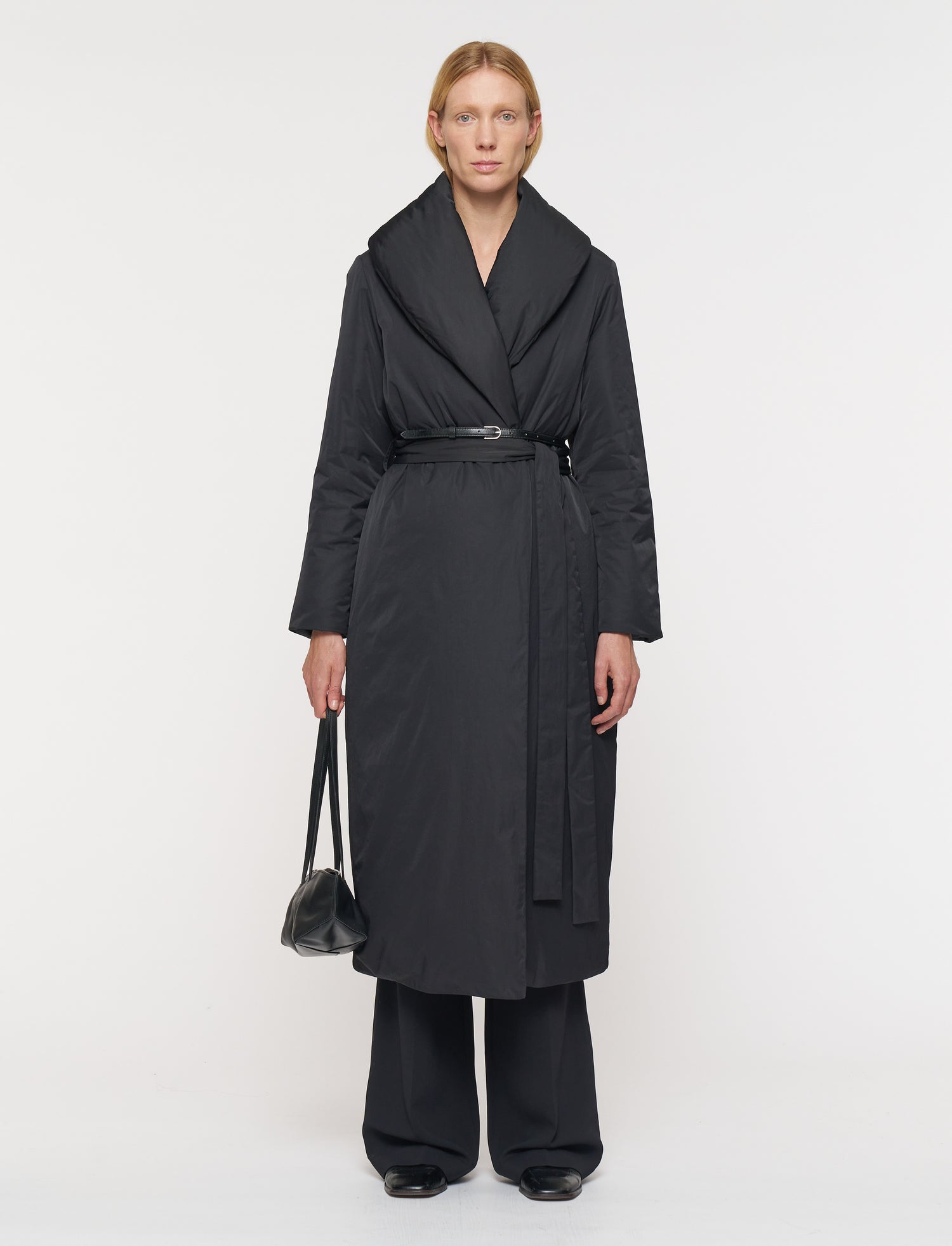 Long padded coat, black