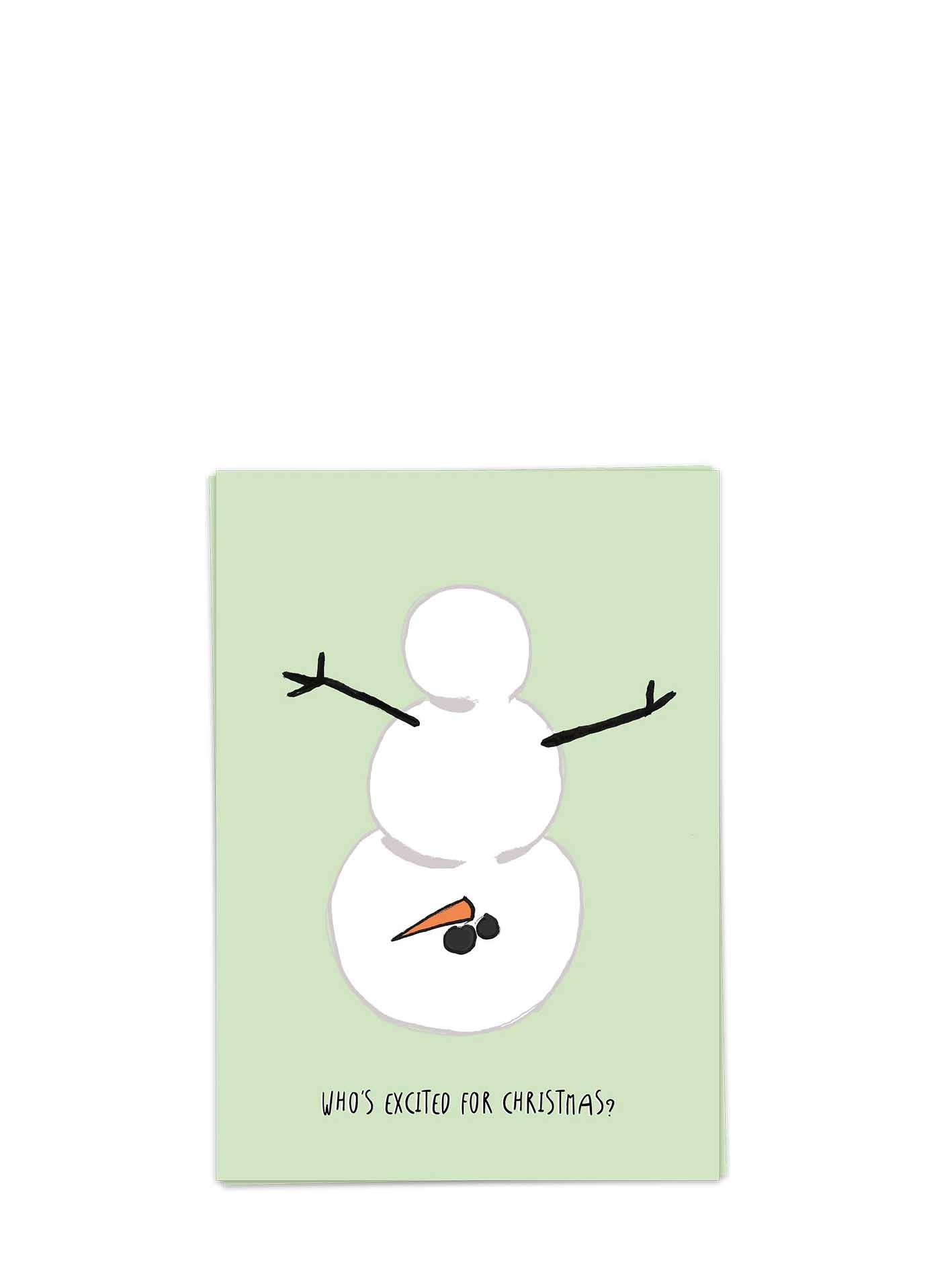 Excited snowman christmas card