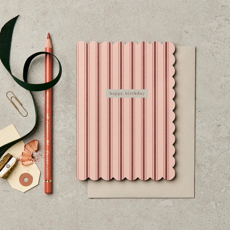 Pink-burgundy bday stripe, birthday card
