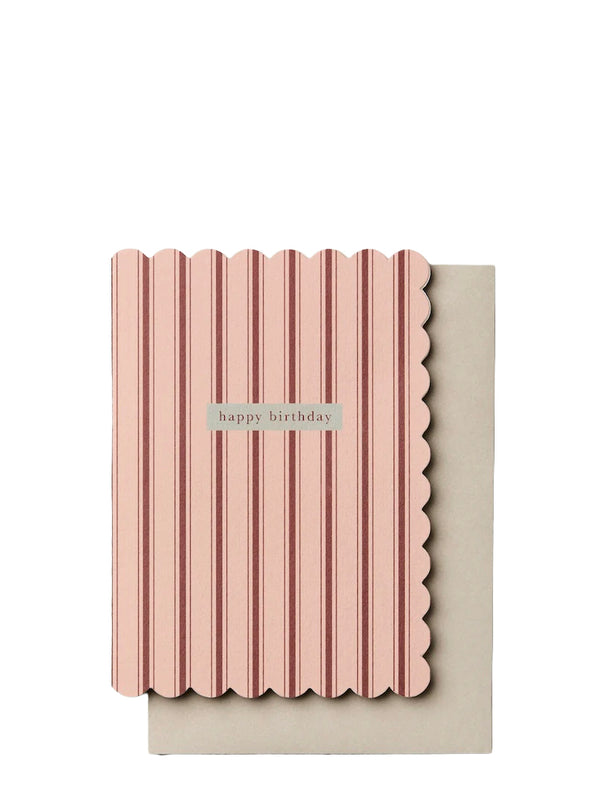 Pink-burgundy bday stripe, birthday card