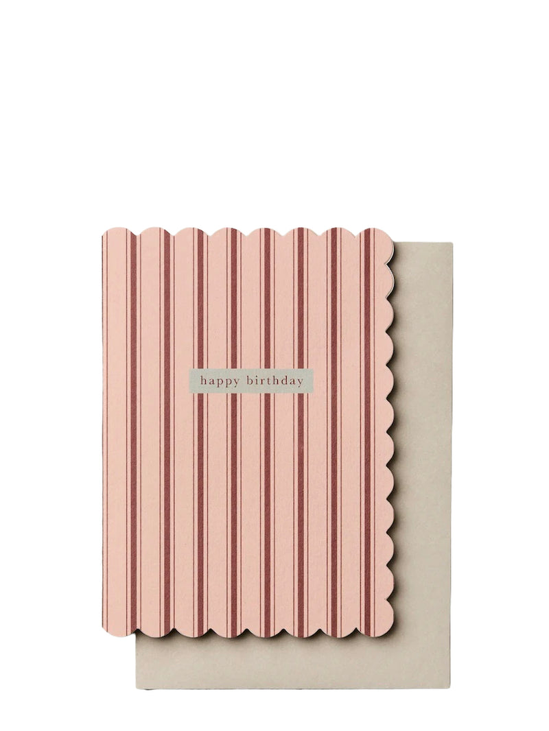 Pink-burgundy bday stripe, birthday card
