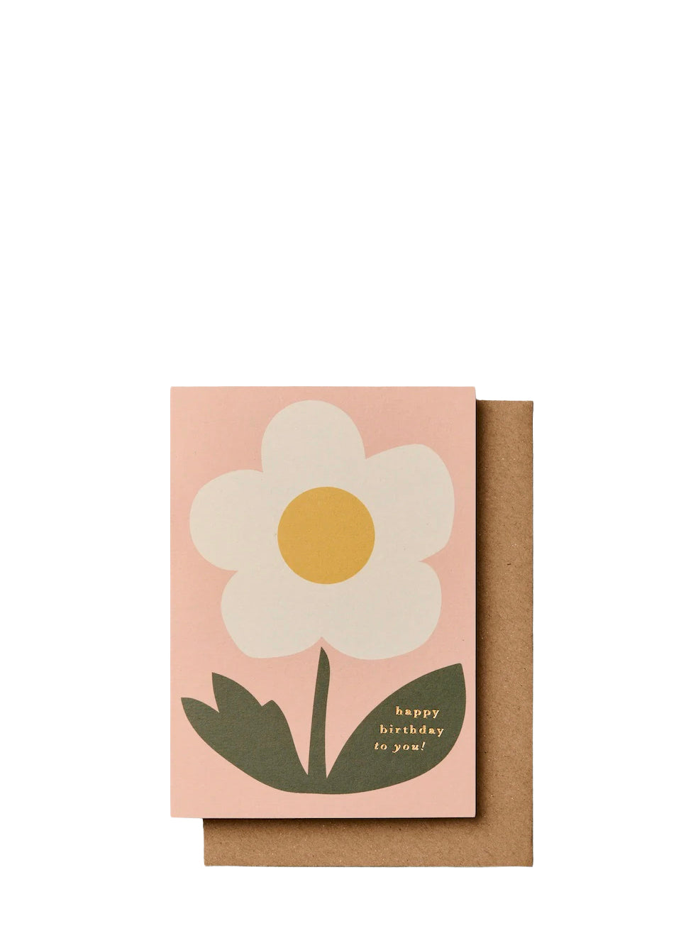 Greeting card with a flower design and 'Happy Birthday' text on a pink background