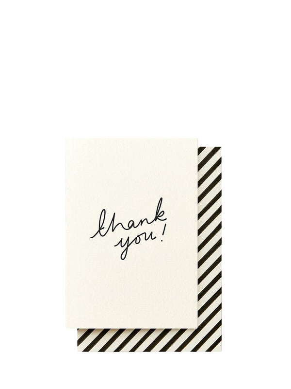 Thank you card with 'thank you!' text on a white background