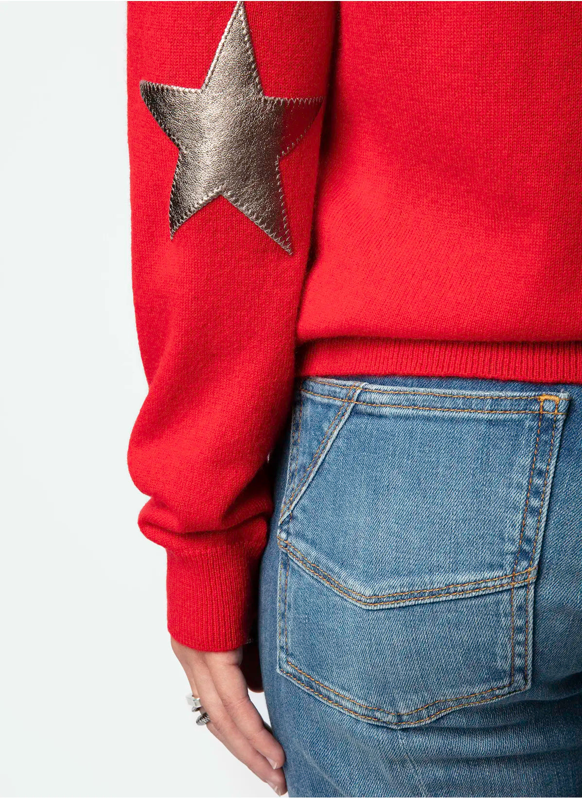 Cici Ws Patch Sweater, red