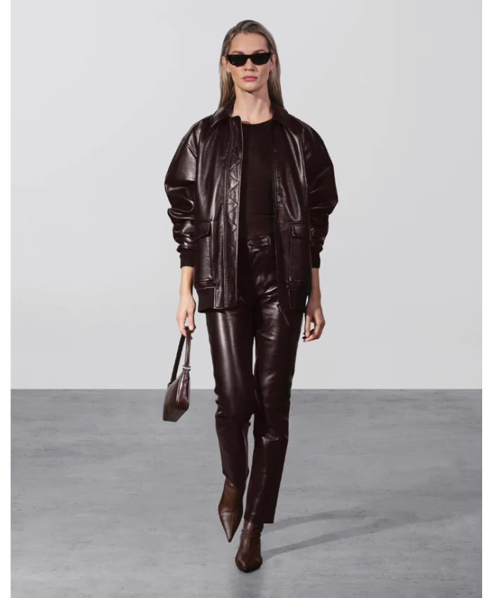 Kelanie leather jacket, deep brown