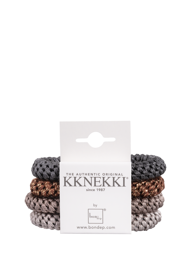 Kknekki Bundle 51, set of 4 hair ties, greys plus bronze
