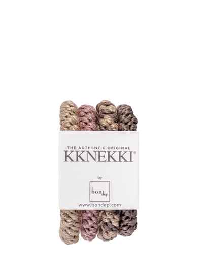 Kknekki Bundle 10, set of 4 hair ties in gold, pink, brown