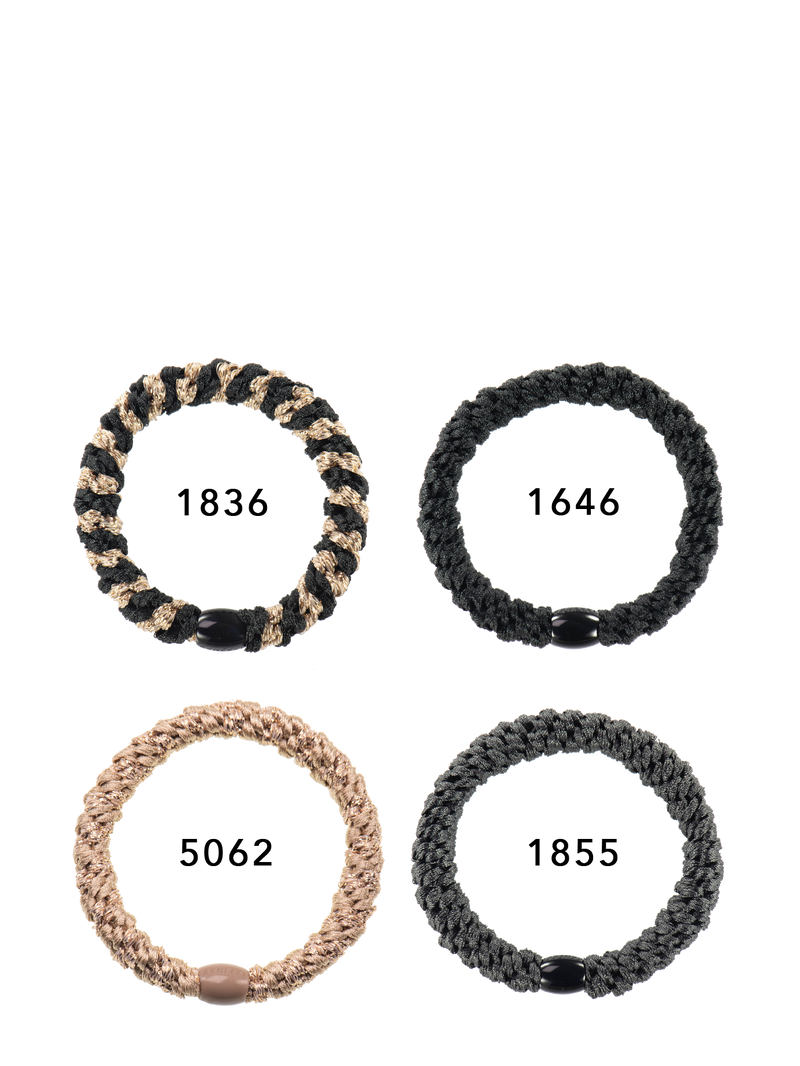 Kknekki Bundle 9, set of 4 hair ties (black, grey, beige...)