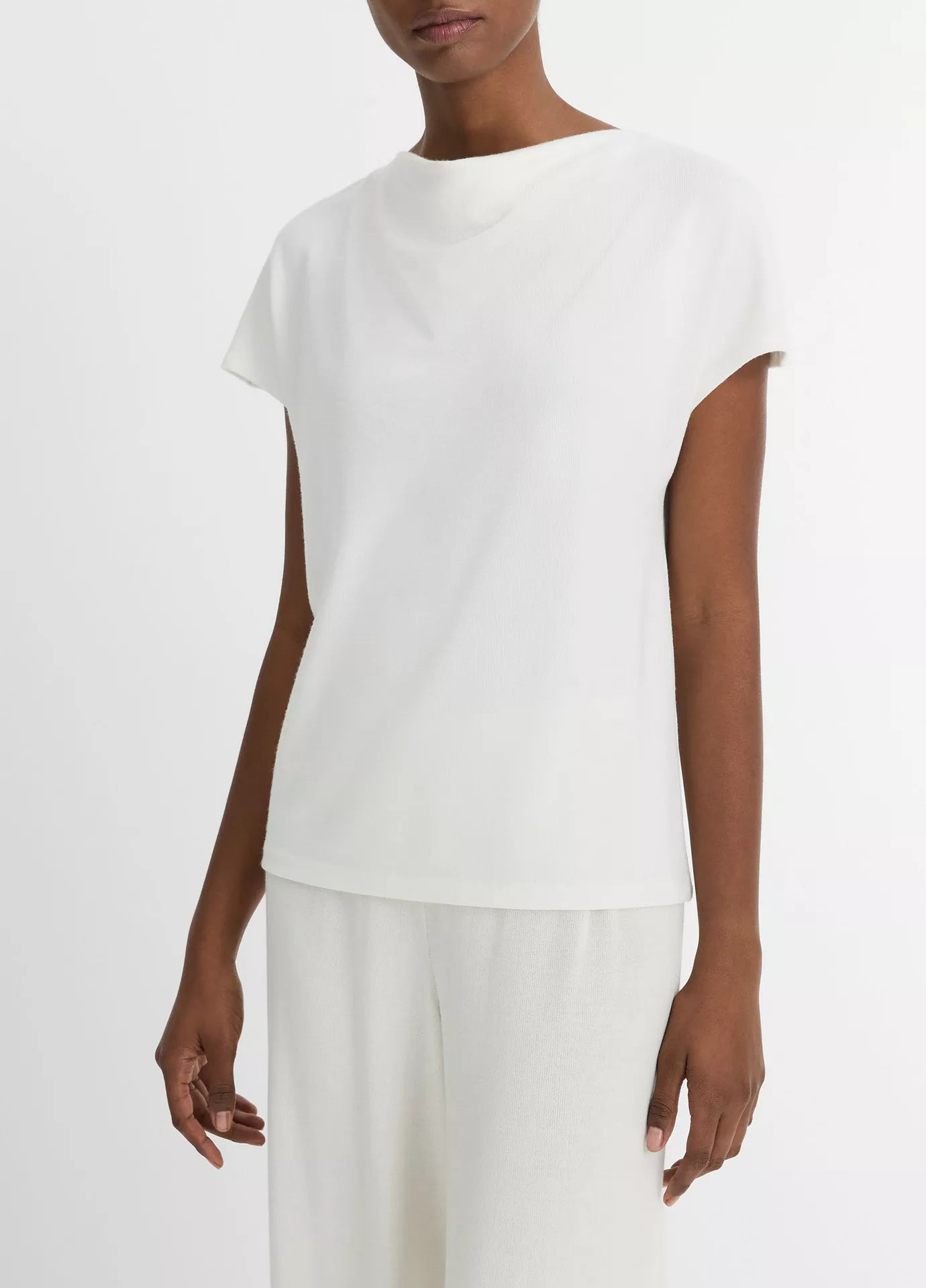 Cowl neck top, bone