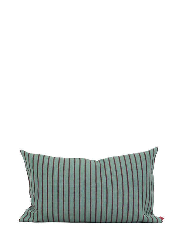Laura small cushion cover, greyish green/wine stripes (30x50 cm)