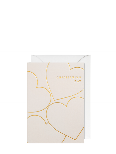 Heart patterned christening day card