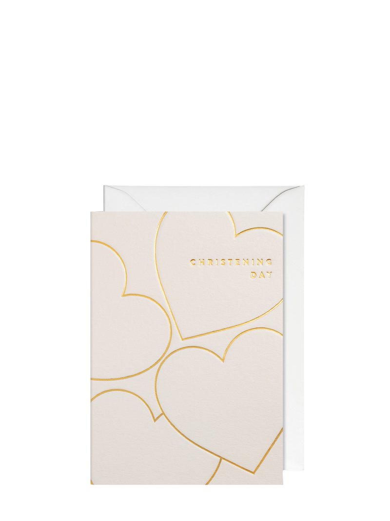 Heart patterned christening day card
