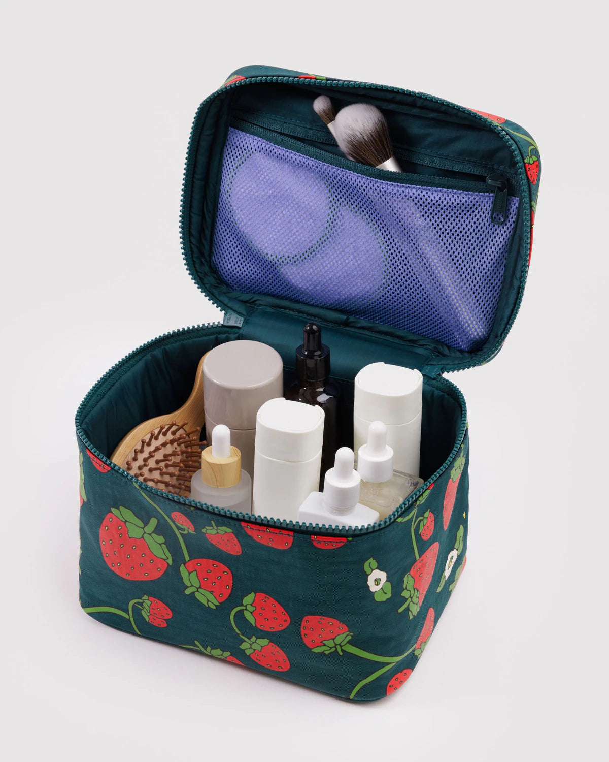 Large cosmetic case, strawberry blossom