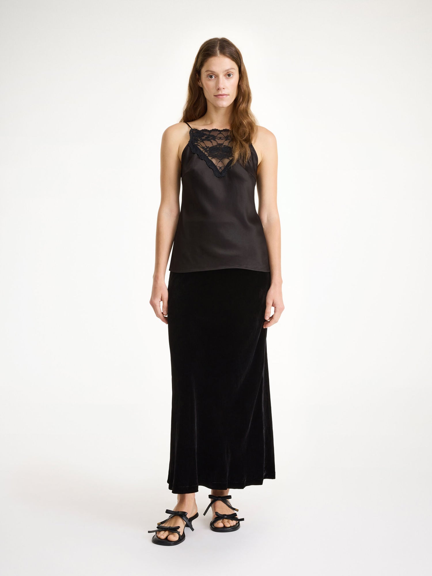 Leeba satin slip top, black