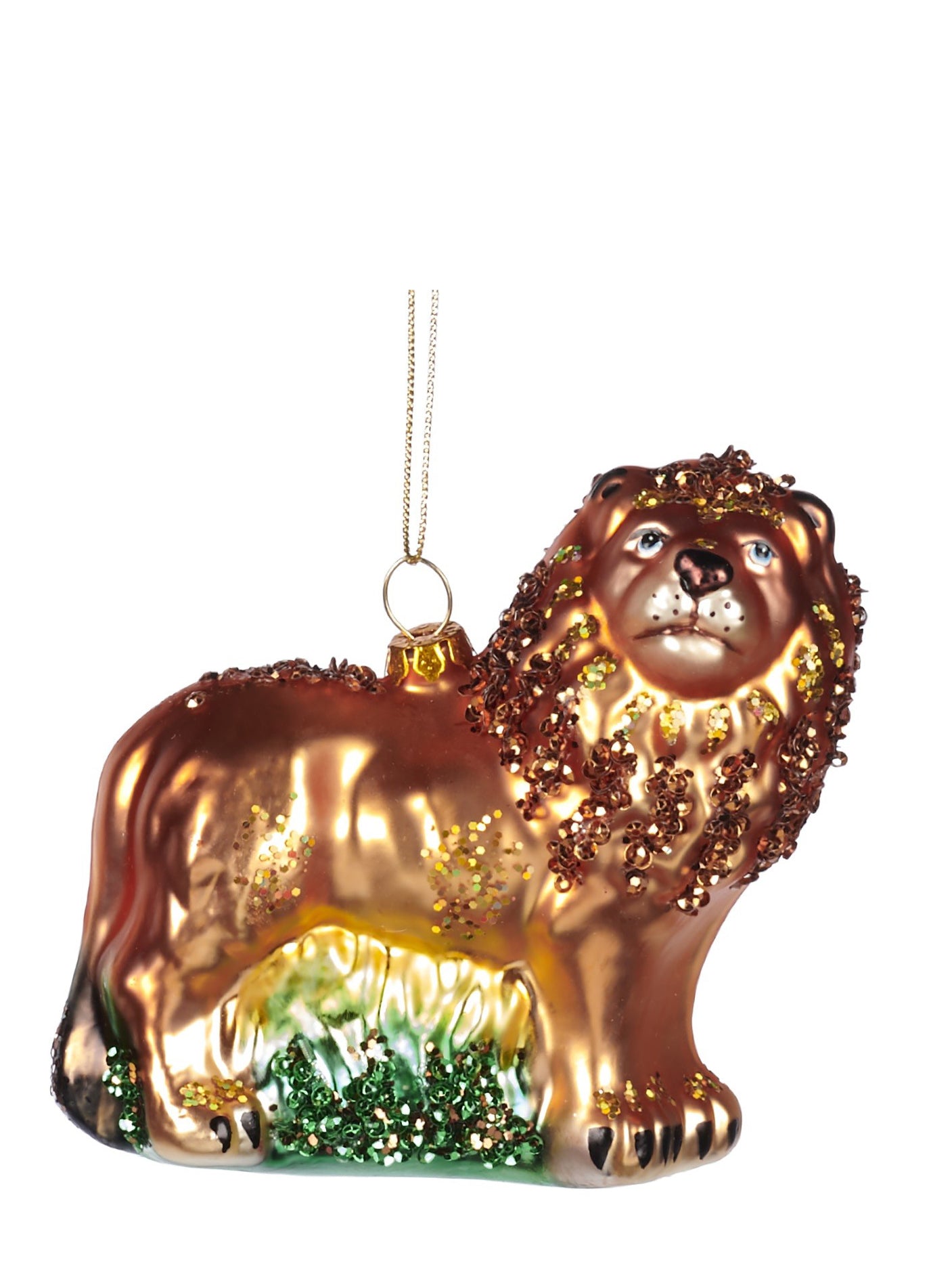 Standing LION glass ornament (11 cm)