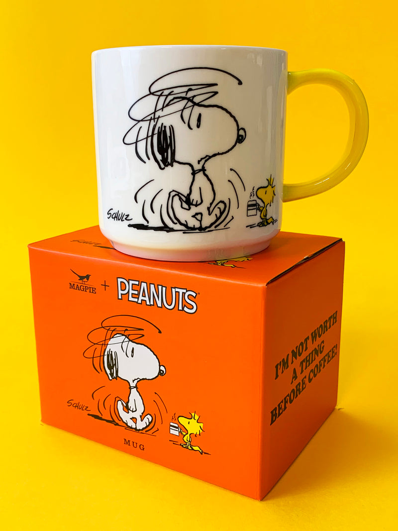 I'm not worth a thing before coffee Peanuts mug
