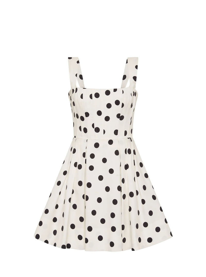 Maisie polka dot mini dress, white