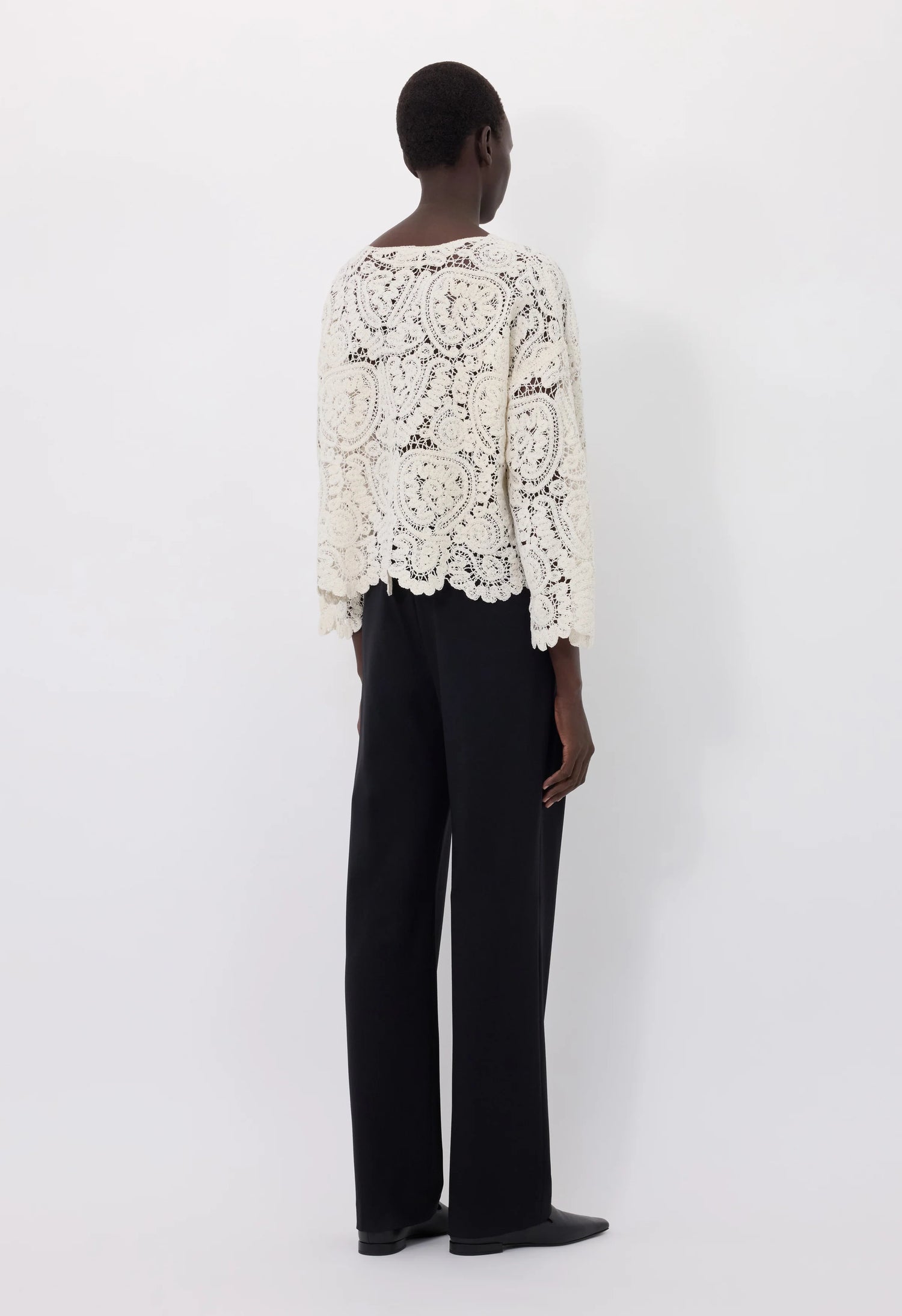 Arold round neck boxy sweater, ivory
