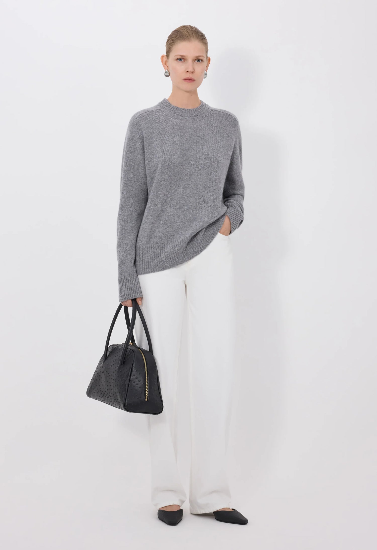 Baltra Lds Cashmere sweater, Heather Grey