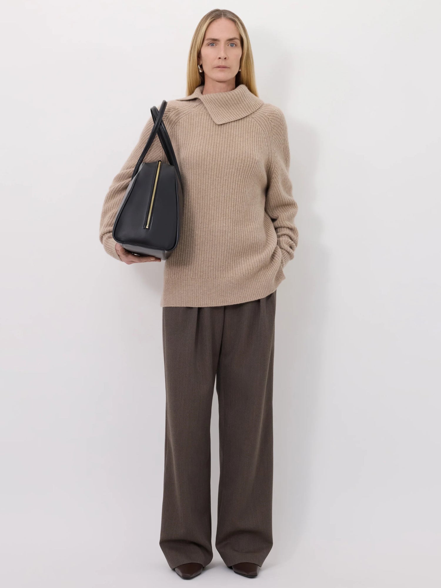 Cecil stand collar sweater, beige melange