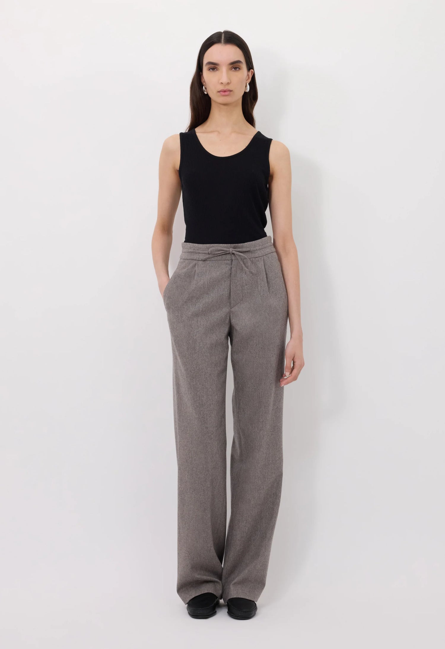 Harlem straight leg pants, taupe melange