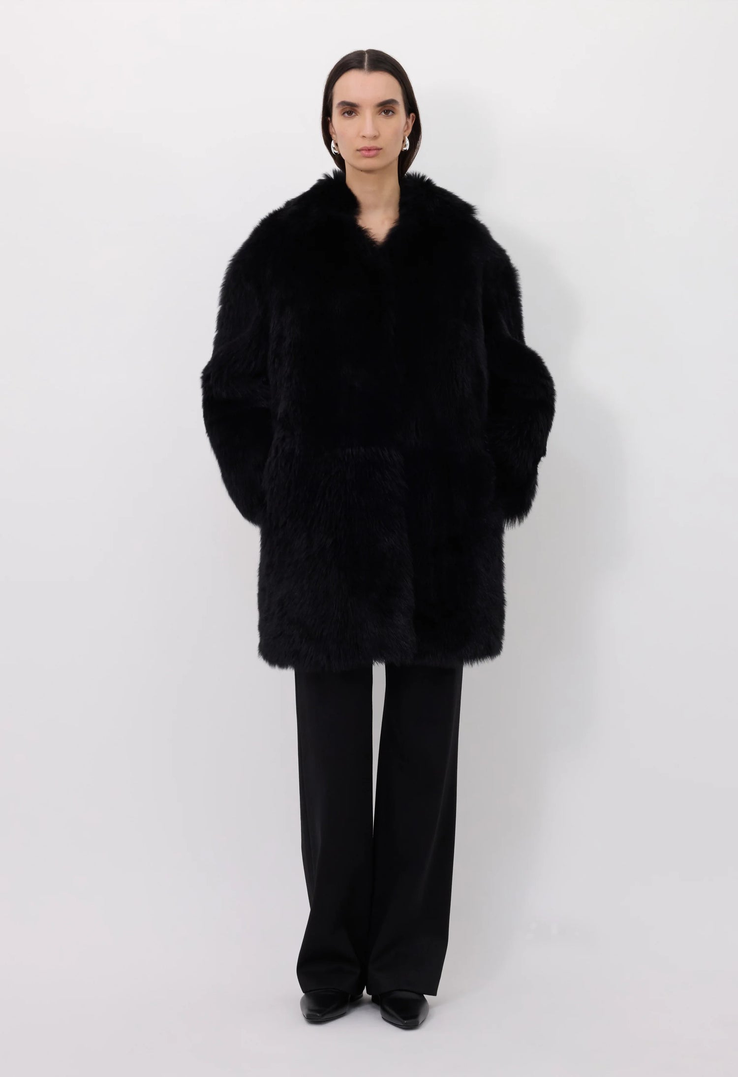 Ruben lamb fur coat, black