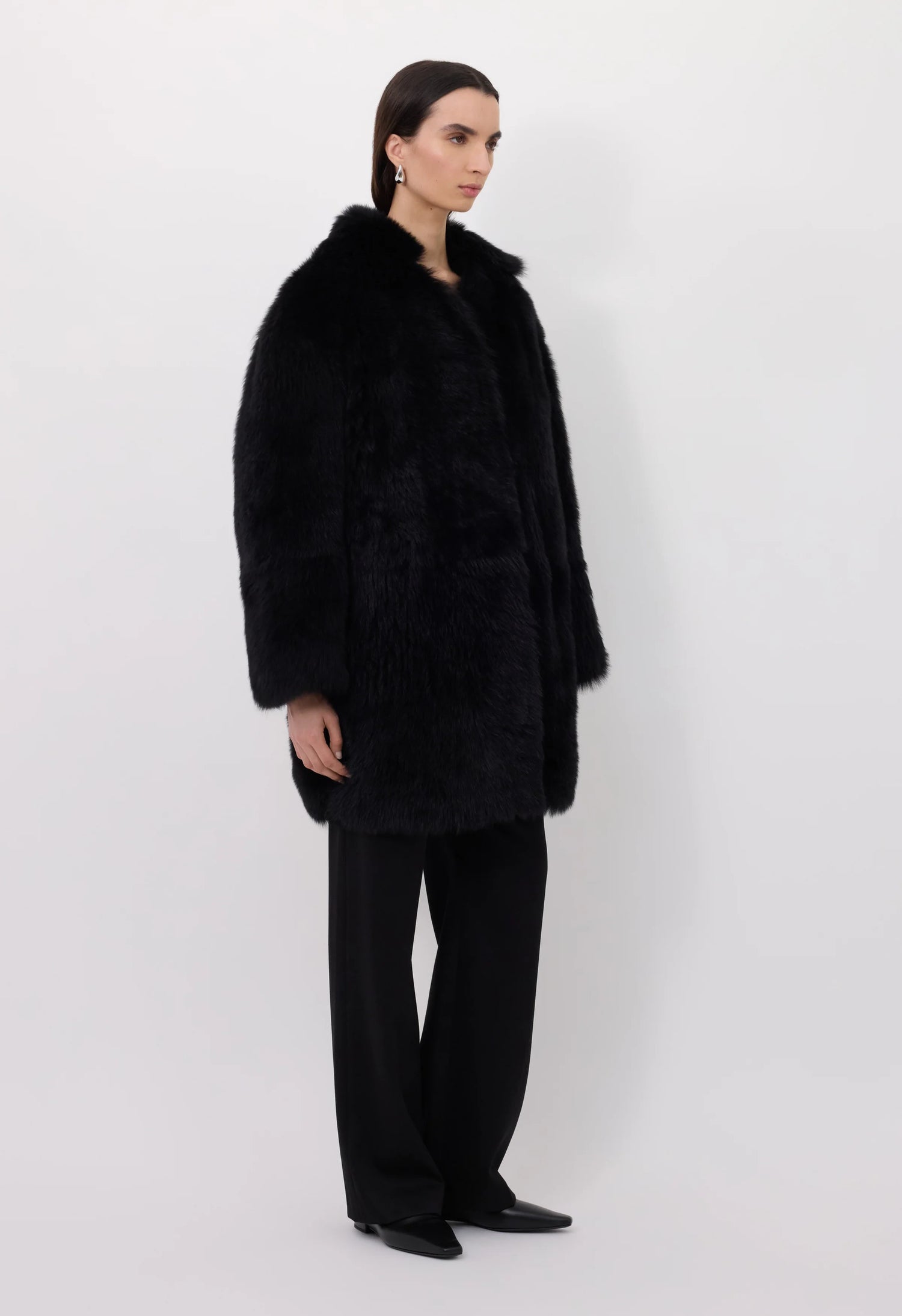 Ruben lamb fur coat, black