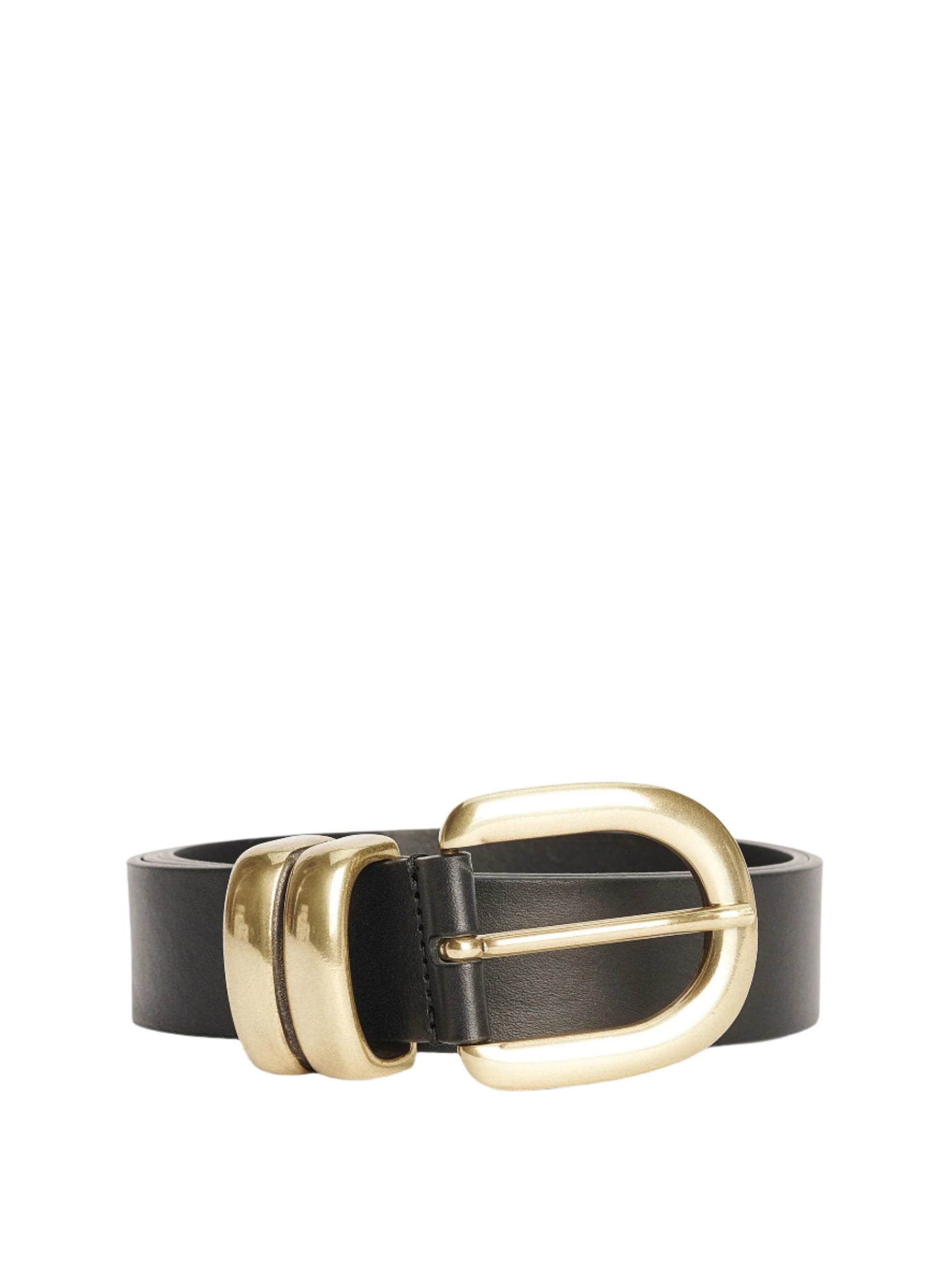 Zoira leather belt, black-gold